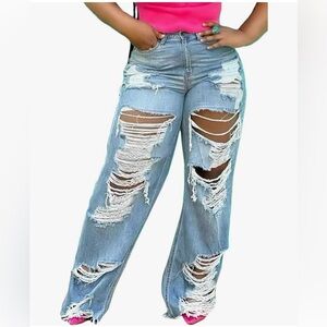 Distressed Blue Women's Jeans XL